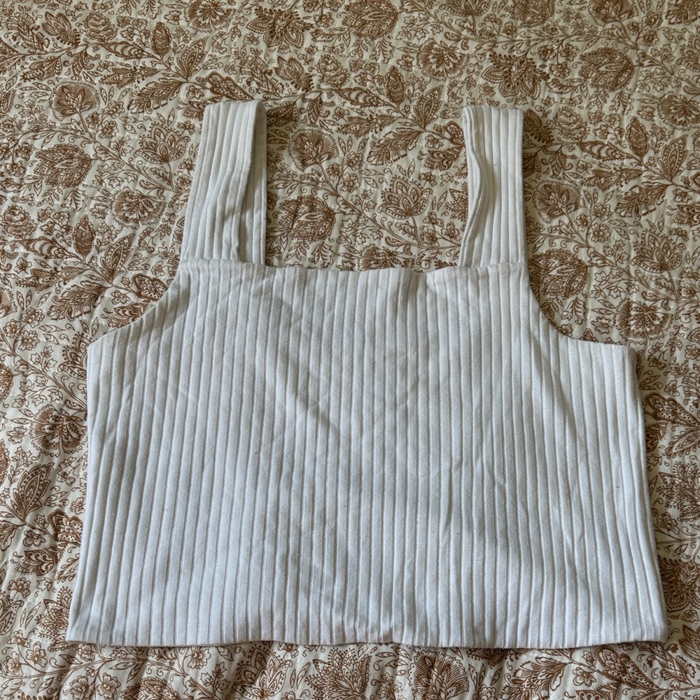 American Eagle Outfitters White Ribbed Tank Top soft & sexy rib